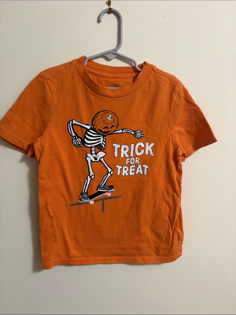 GAP Orange Halloween Skate Skeleton Graphic Tee